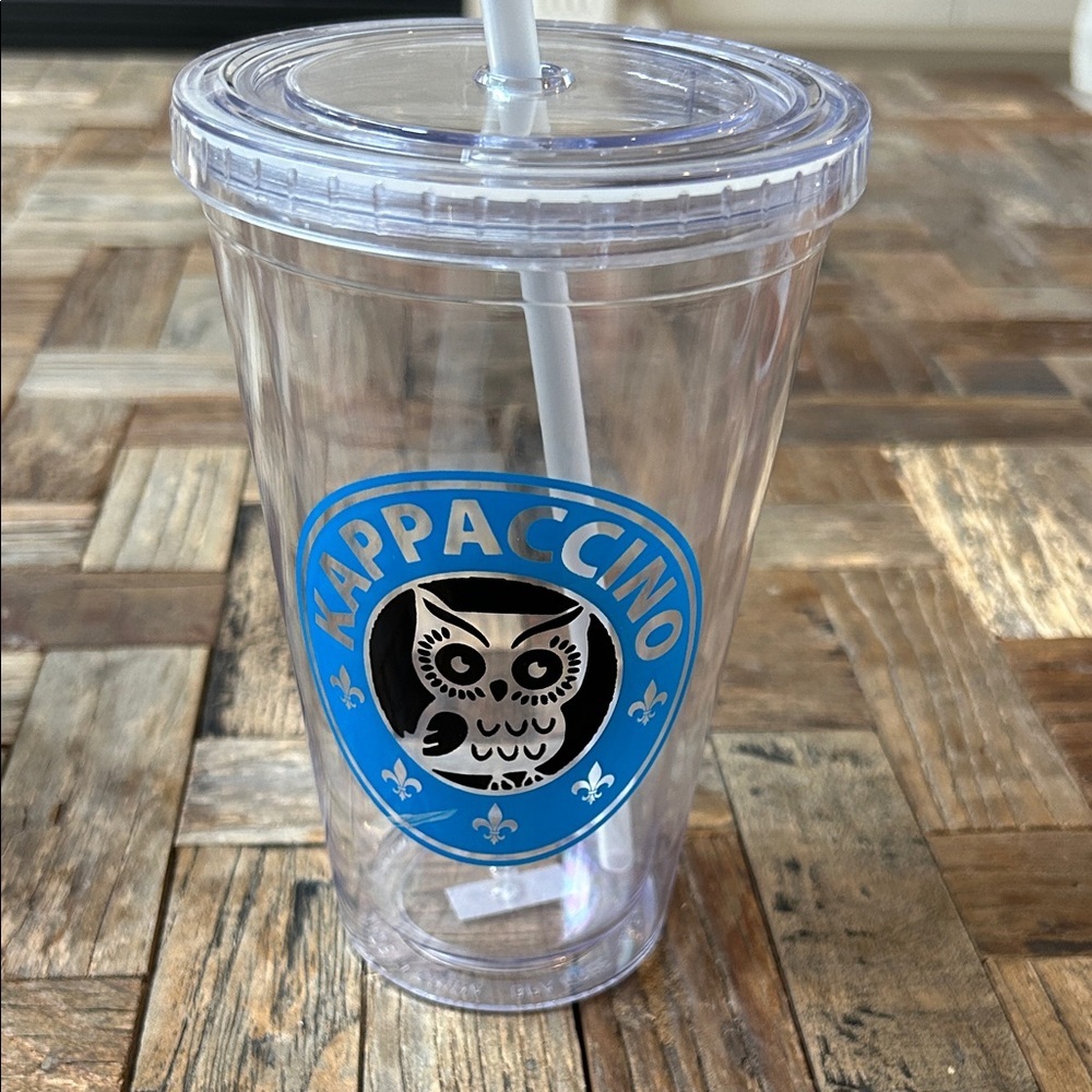 Kappacino Sorority Owl Water Plastic Cup Lid Straw